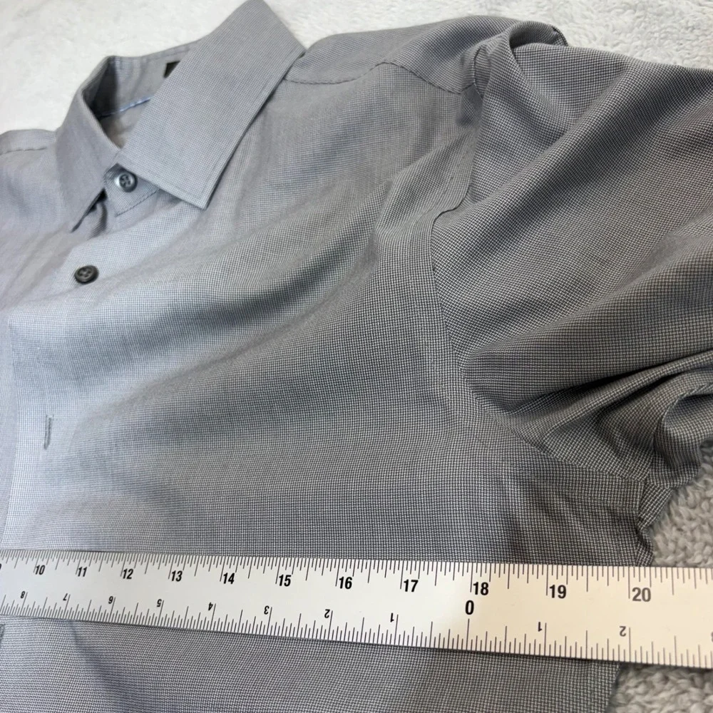 Banana Republic Shirt Men M Grey Grant Fit Non-Iron Cotton Long Sleeve Button-Up
